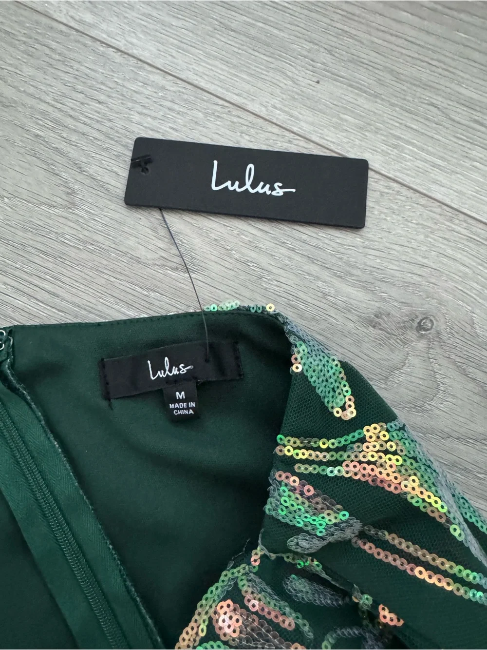 Lulu's Mesmerizing Shine Green Sequin One-Shoulder Party Dress Medium - Picture 13 of 16